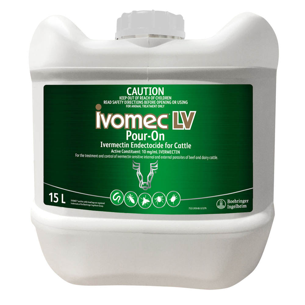 Ivomec LV Pour-On for Cattle 15 L bulk drum, front of pack