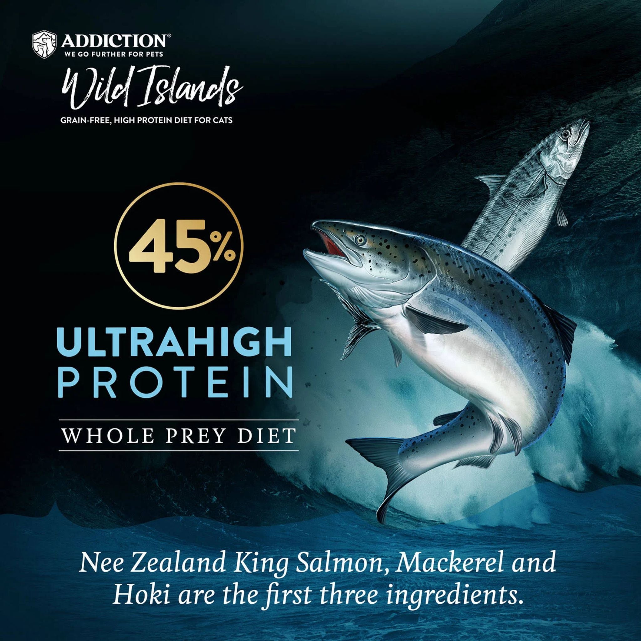 ADDICTION Wild Islands Pacific Catch Premium King Salmon Mackerel & Hoki Dry Cat Food
