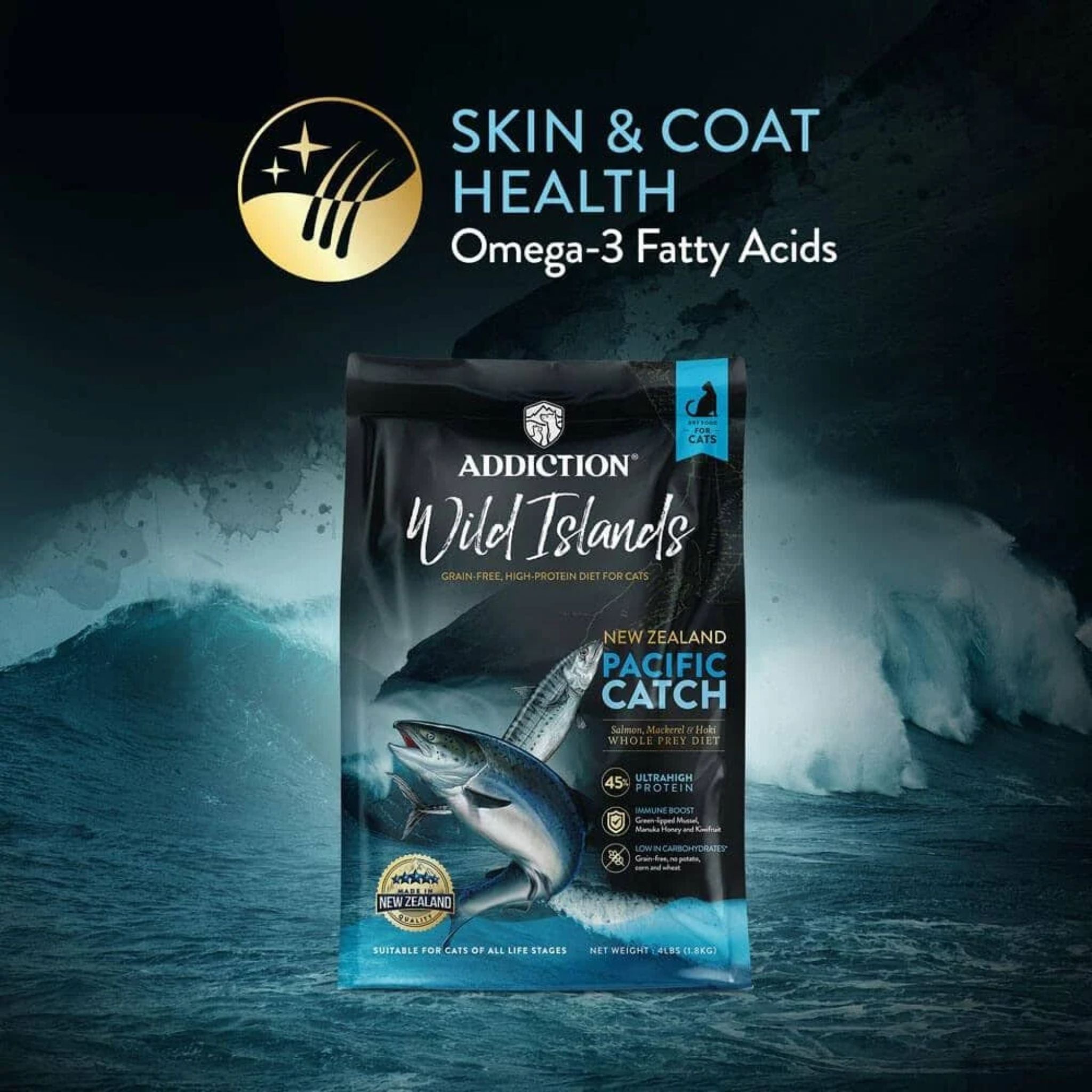 ADDICTION Wild Islands Pacific Catch Premium King Salmon Mackerel & Hoki Dry Cat Food