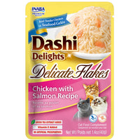 Inaba Dashi Delights Delicate Flakes Chicken Salmon, 6 x 40g, cat treat
