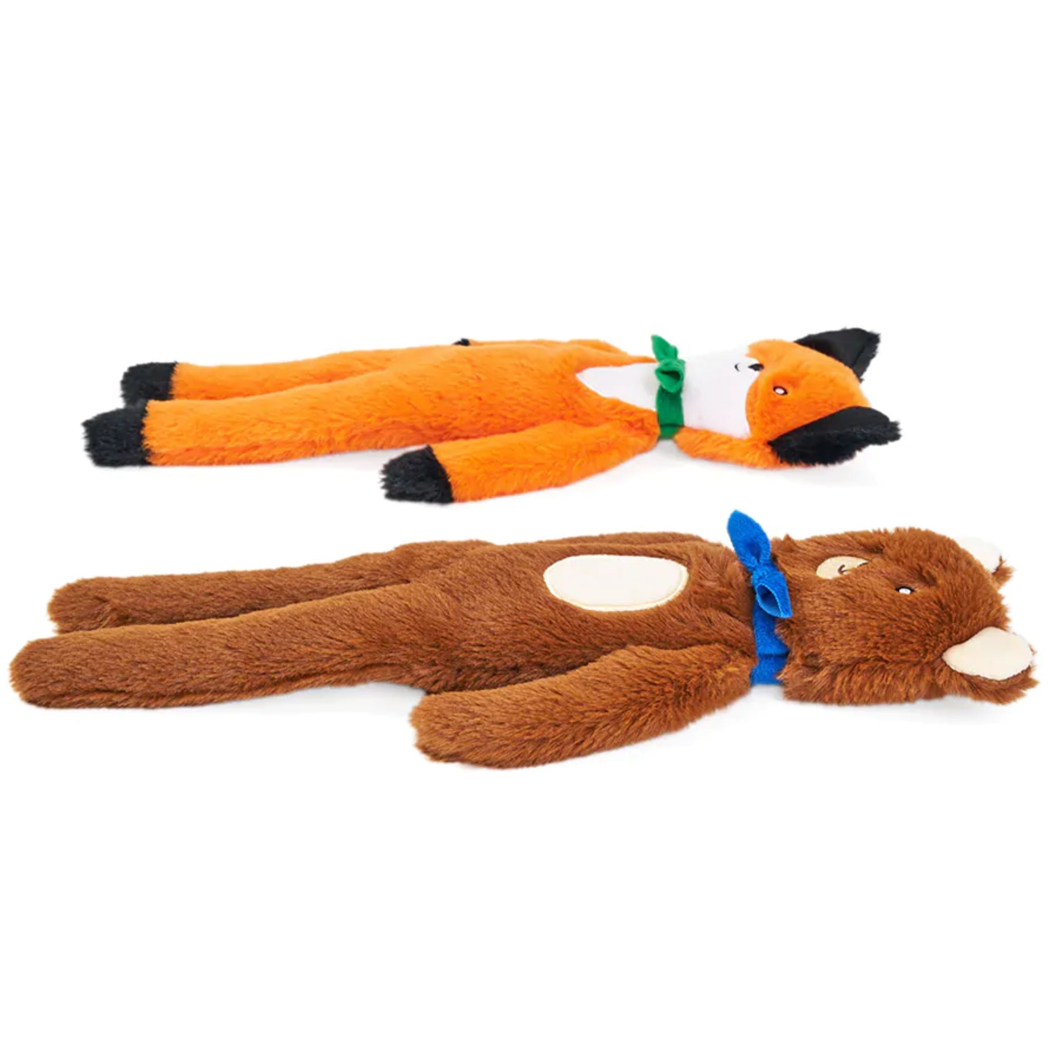 Zippy Paws Dog Toys Plush Fluppy Peltz - 2 Pack Bear & Fox