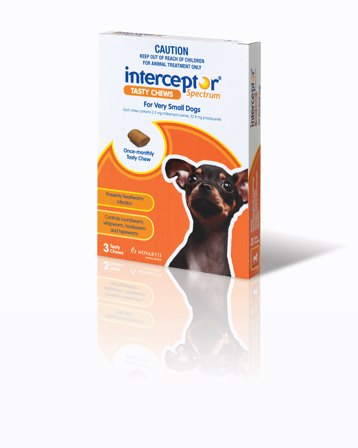 Interceptor Spectrum Chews for Very Small Dogs up to 4kg, brown pack of 3 chews