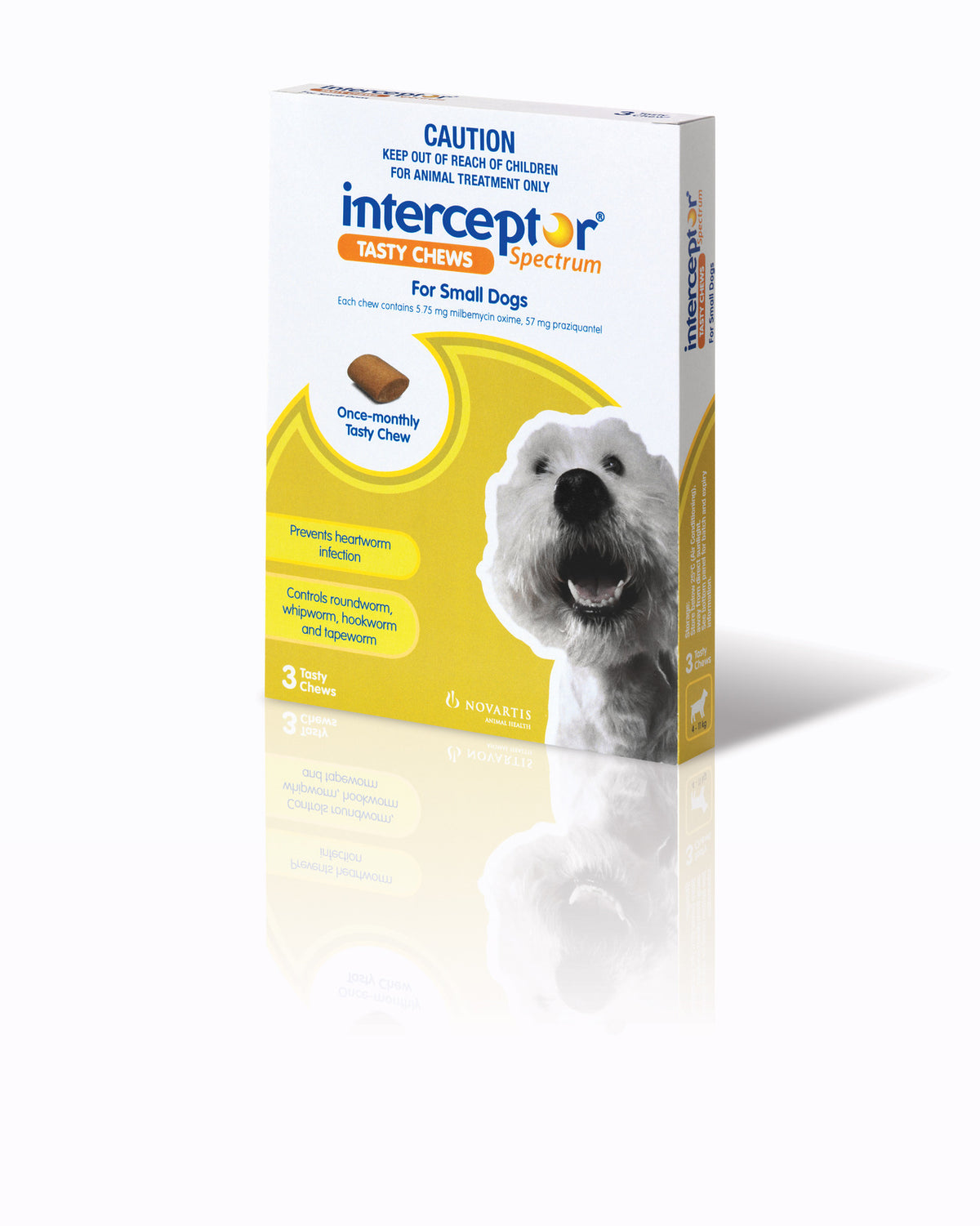 Interceptor Spectrum Chews for Small Dogs 4-11kg, green pack of 3 chews