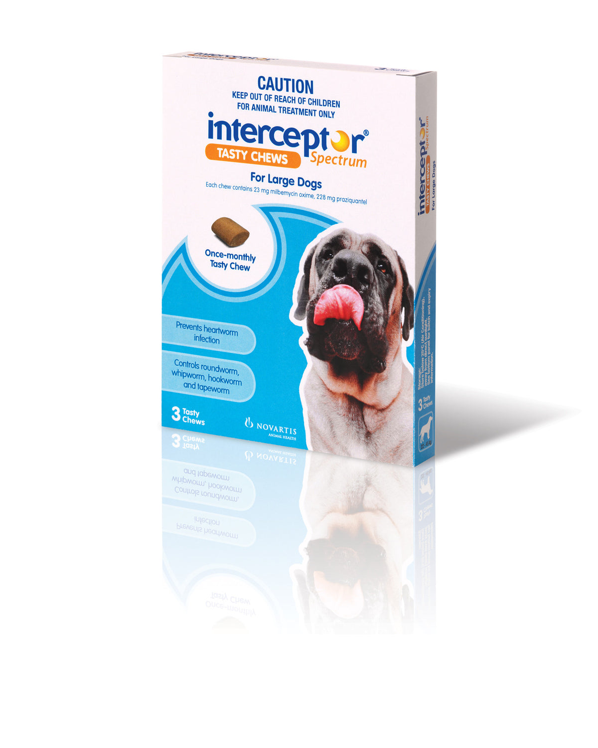 Interceptor Spectrum Chews for Large Dogs 22-45kg, blue pack of 3 chews