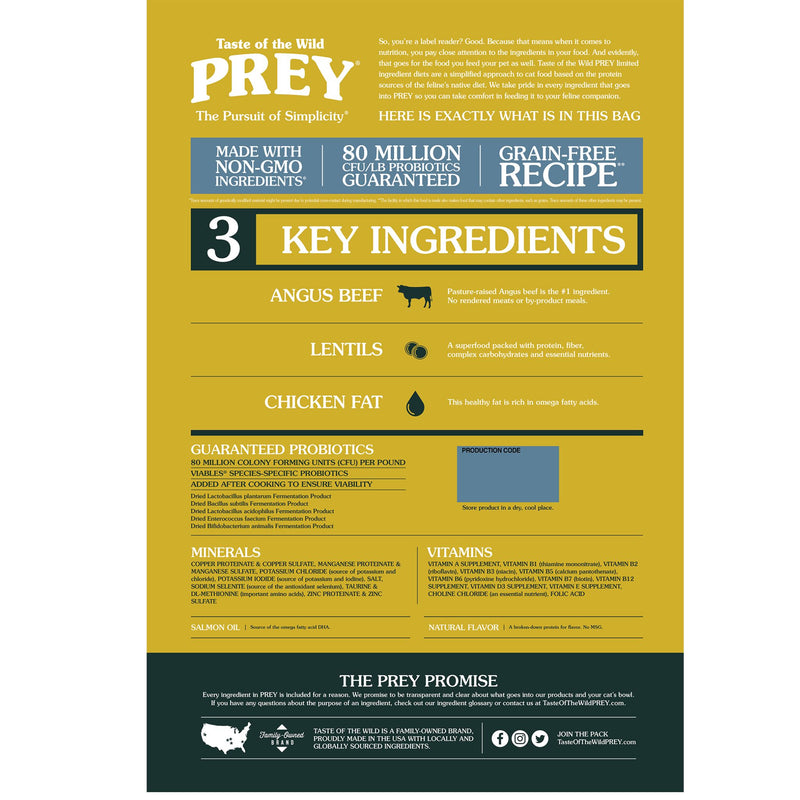 Taste of the Wild PREY Angus Beef Cat Food