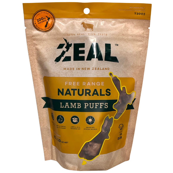 Zeal Free Range Naturals Lamb Puffs Pet Treats 85g | PeekAPaw Pet Supplies
