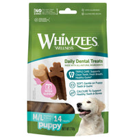 Whimzees Puppy dental dog treat, M/L 14 pack front