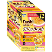Inaba Dashi Delights Silky Broth Chicken Variety, front of the 12-pouch box