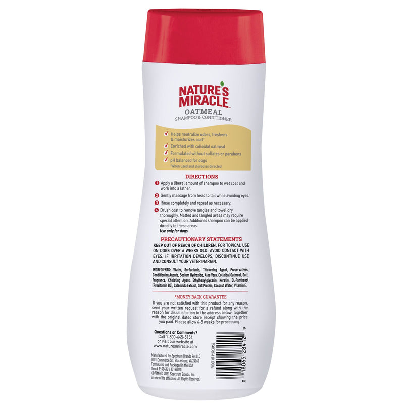Nature's Miracle Dog Oatmeal Shampoo & Conditioner - 473ml | PeekAPaw Pet Supplies