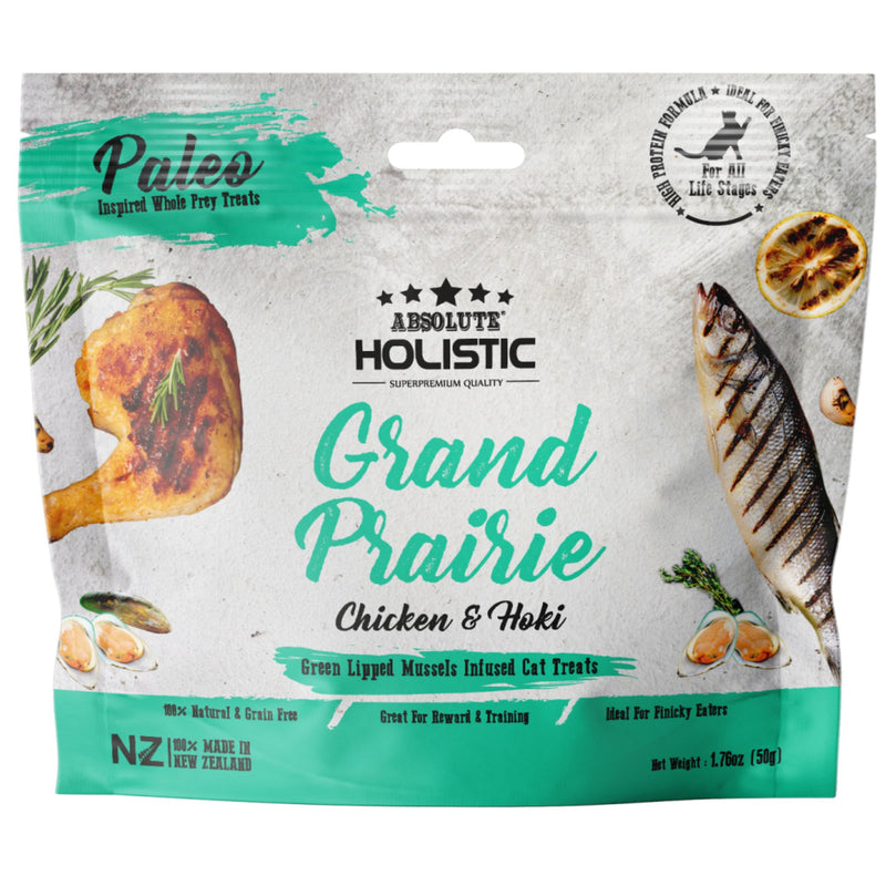 Absolute Holistic Air Dried Cat Treats Grand Prairie Chicken & Hoki