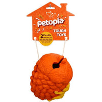 Petopia Ultra Tough Dog Toy Pine Cone, a pine cone shaped treat-dispensing chew toy in 100% natural rubber
