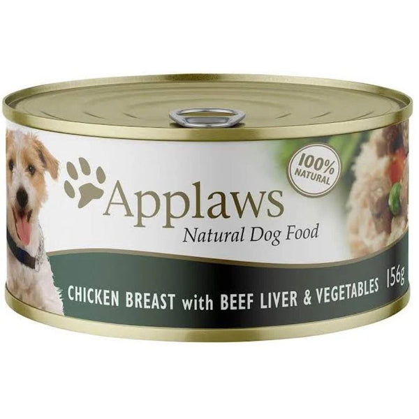 Applaws Natural Wet Dog Food Tin Chicken Breast with Beef Liver & Vegetables - 156g x 16 | PeekAPaw Pet Supplies