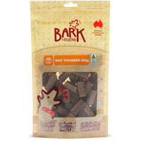 Bark & Beyond Roo Trainers 200g pack front, kraft pouch with a window showing cube treats