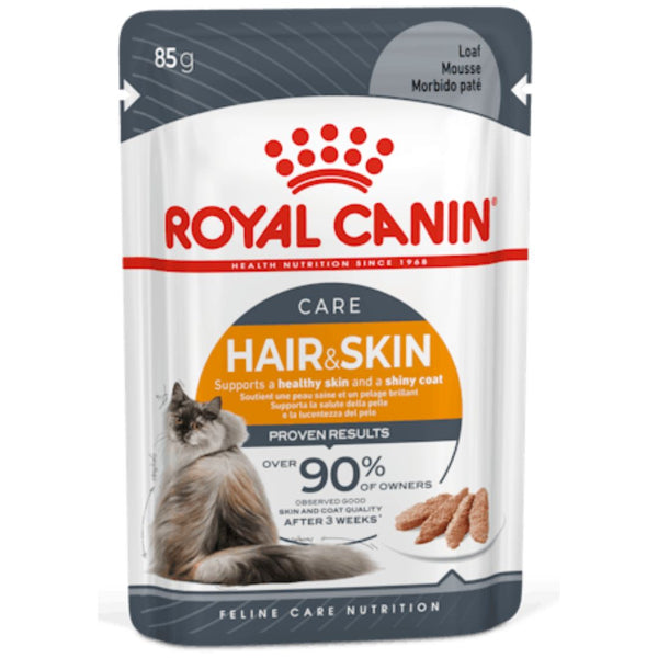 Royal Canin Hair & Skin Care Wet Cat Food in Loaf - 85g x12 | PeekAPaw Pet Supplies