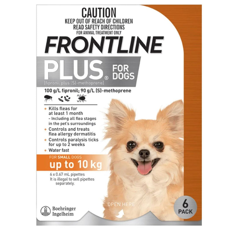 Frontline Plus for Dogs - 6 Pack (0-10kg) | PeekAPaw Pet Supplies