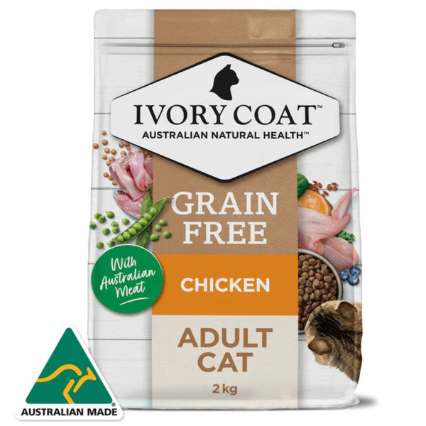 Ivory Coat Grain Free Adult Dry Cat Food Chicken - 2kg | PeekAPaw Pet Supplies