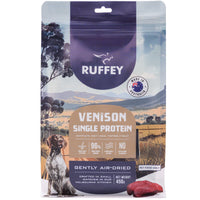 Ruffey Air Dried Dog Food Venison - front of the resealable pack