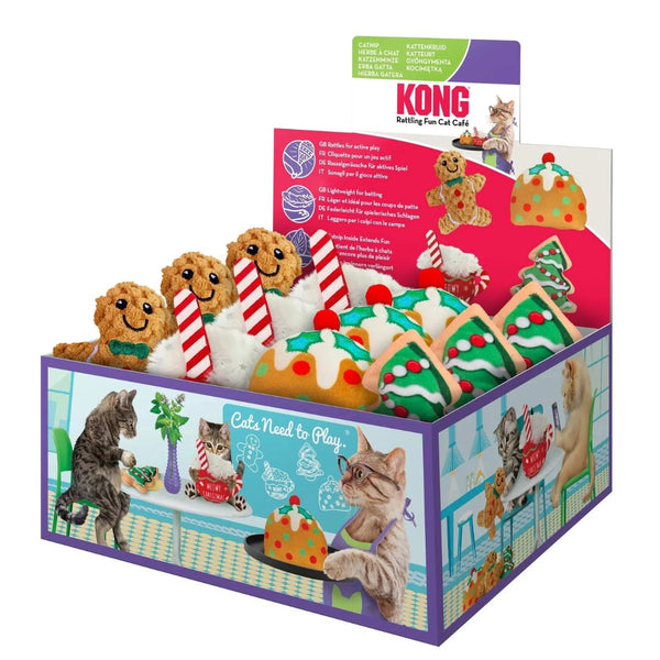 KONG Cat Toys Holiday Scrattles Cafe - 12 Pieces | PeekAPaw Pet Supplies