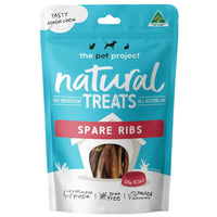 The Pet Project Natural Treats Spare Ribs, 120 g teal resealable pouch, front of pack
