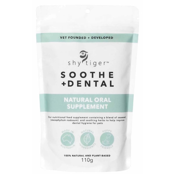 Shy Tiger Soothe + Dental Natural Oral Supplement -110g | PeekAPaw Pet Supplies