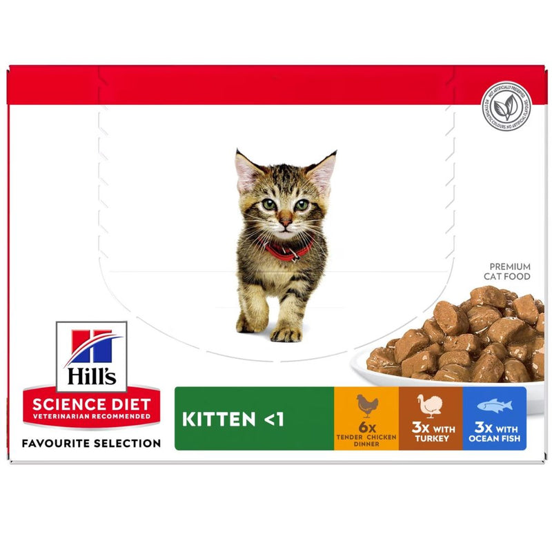 Hill's Science Diet Cat Food in Pouches Kitten Variety Pack - 85g x 12 | PeekAPaw Pet Supplies