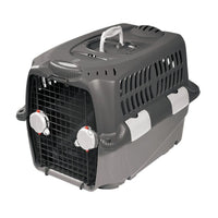 Dogit PetCargo 700 plastic pet carrier in grey with a wire mesh door and side vents