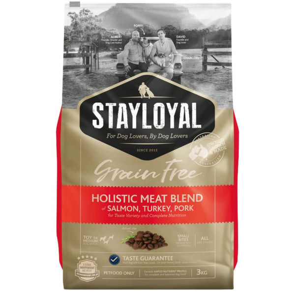 Stay Loyal Grain Free Dry Dog Food Salmon Turkey & Pork - 3kg | PeekAPaw Pet Supplies