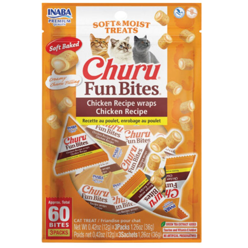 Inaba Cat Treat Churu Fun Bite Chicken Wraps with Chicken 20g x 3 x 6 | PeekAPaw Pet Supplies