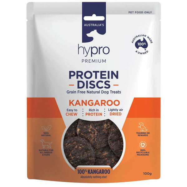 Hypro Premium Dog Treats Protein Discs Kangaroo - 100g | PeekAPaw Pet Supplies