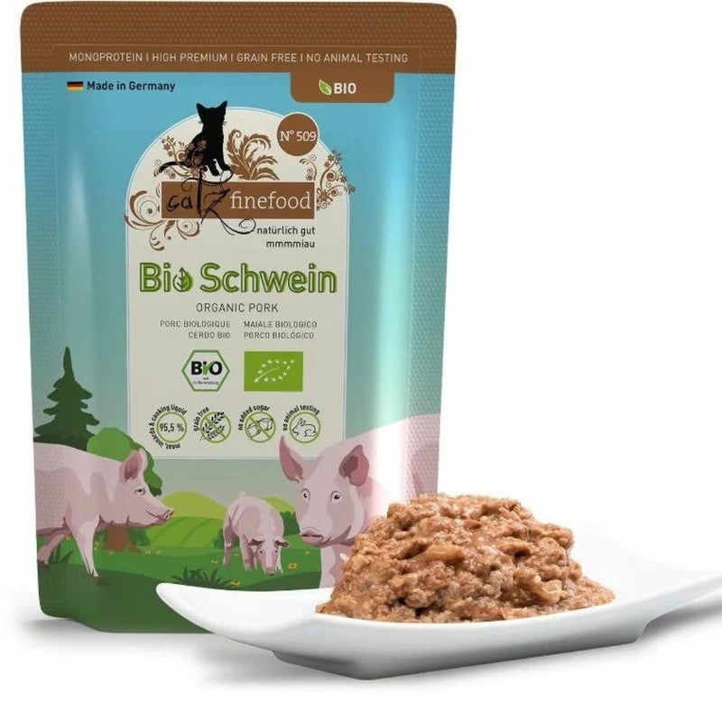 Catz Finefood Bio No.509 – Organic Pork - 85g x 12 | PeekAPaw Pet Supplies
