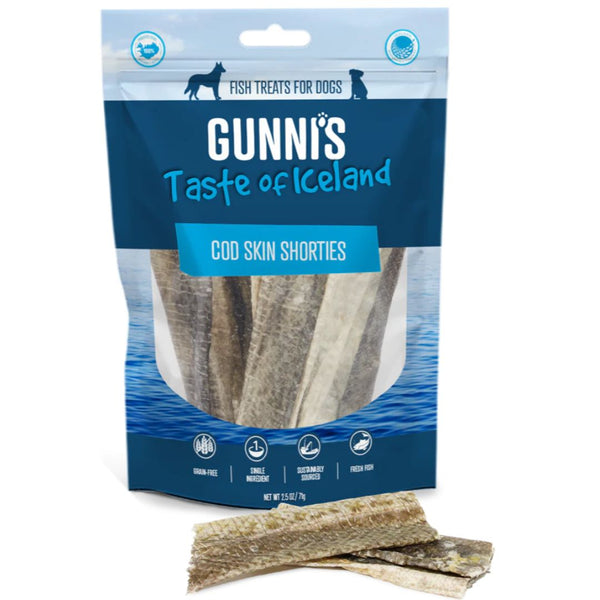 Gunni's Taste of Iceland Dog Treats Cod Skin Shorties - 71g | PeekAPaw Pet Supplies