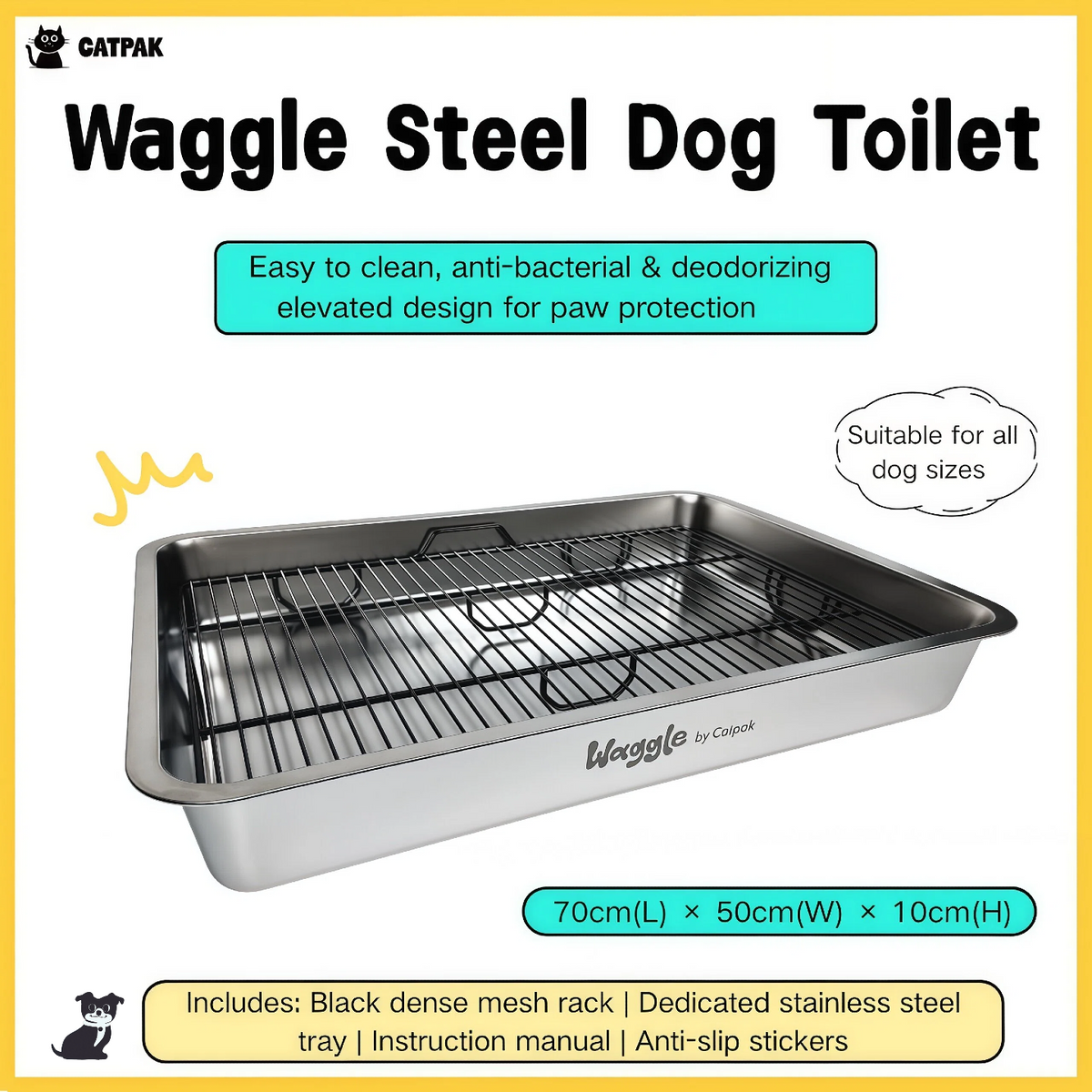 CatPak Waggle Stainless Steel Dog Toilet