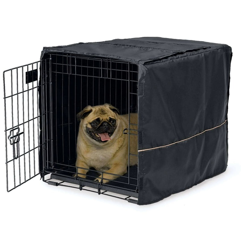 MidWest Homes for Pets QuiteTime Dog Crate Cover in Black - 24" | PeekAPaw Pet Supplies