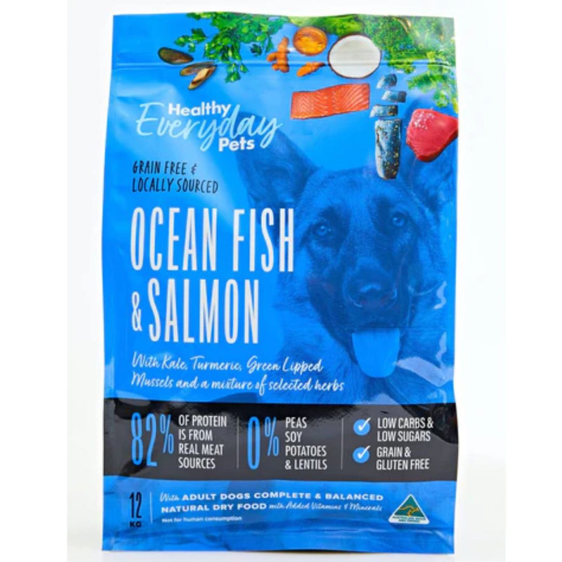 Healthy Everyday Pets Dry Dog Food Ocean Fish & Salmon - 12kg | PeekAPaw Pet Supplies