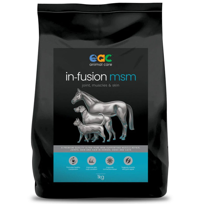 EAC Animal Care in-Fusion MSM - Ultra Pure Methylsulfonylmethane Joint Supplement for Horses, Dogs & Cats - 1kg | PeekAPaw Pet Supplies