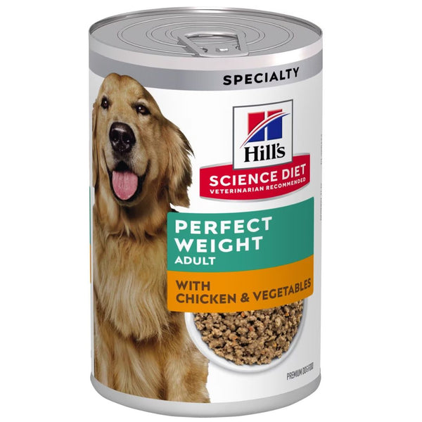 Hill's Science Diet Canned Dog Food Adult Perfect Weight with Chicken & Vegetable Recipe - 363g x 12  | PeekAPaw Pet Supplies