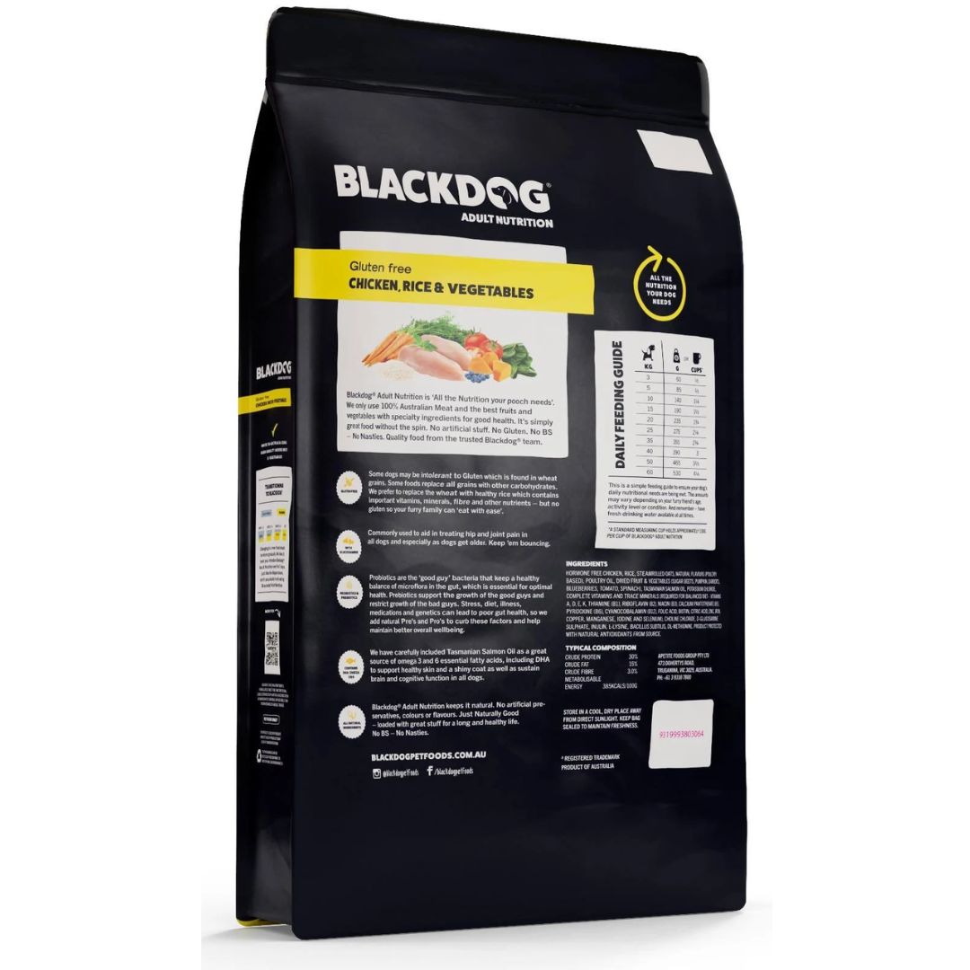 Blackdog Puppy Food Chicken Rice & Vegtable - Back | PeekAPaw Pet Supplies 