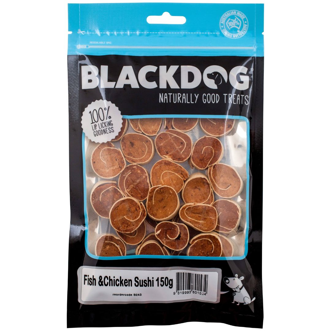 Blackdog Fish And Chicken Sushi Dog Treats - 150g | PeekAPaw Pet Supplies