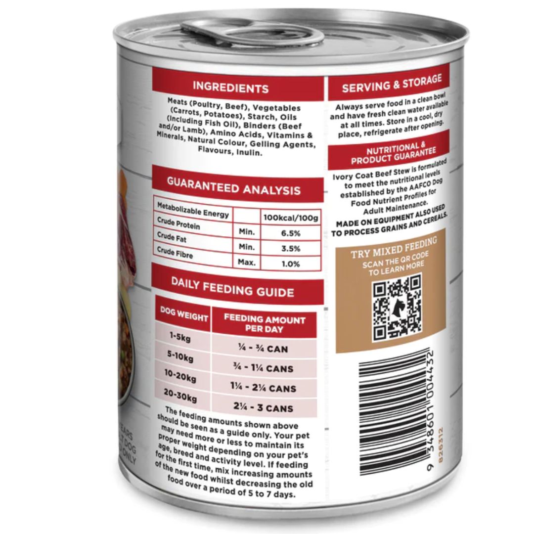 Ivory Coat Grain Free Adult Wet Dog Food Beef Stew