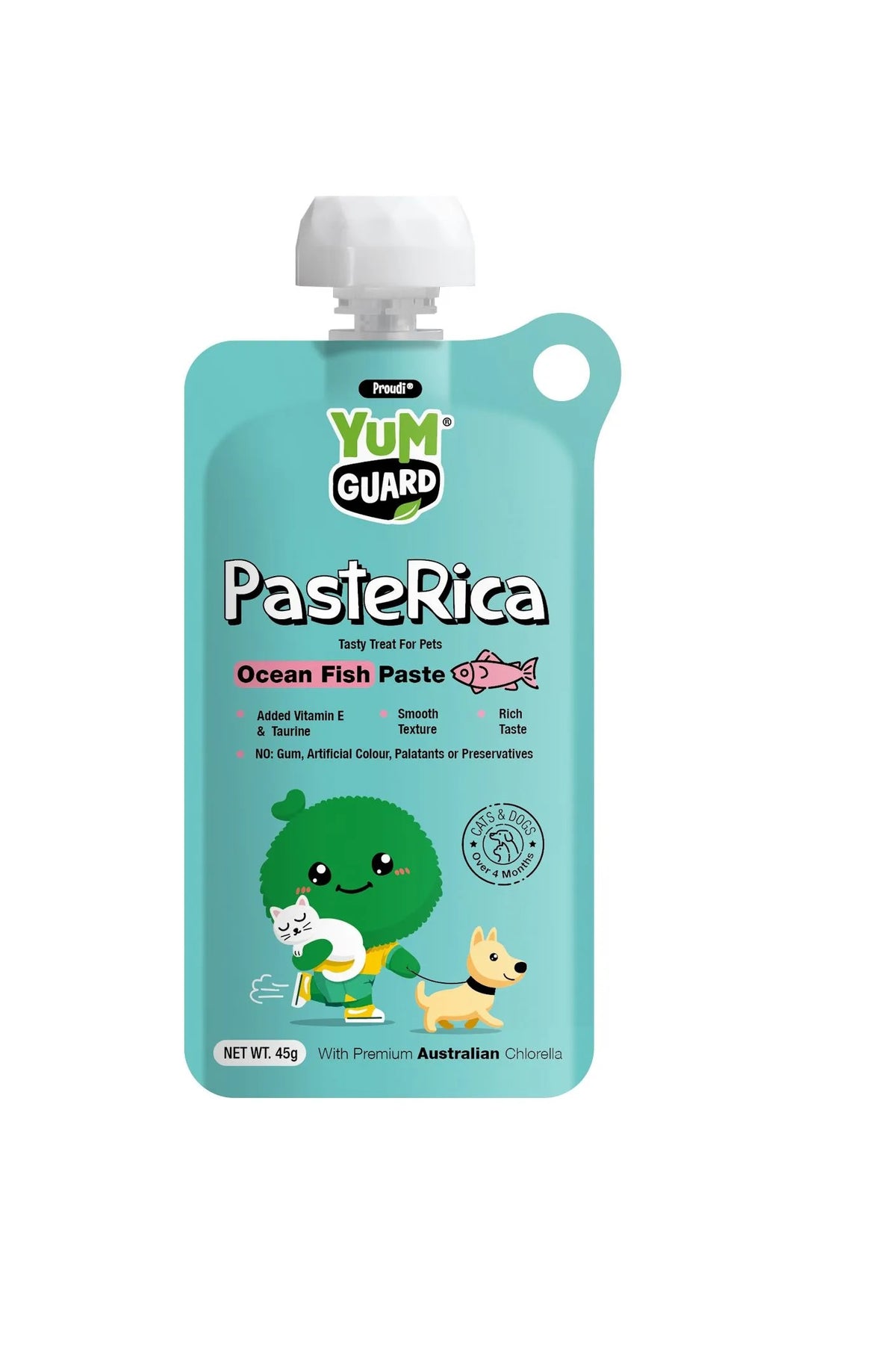 YumGuard Paste Rica Ocean Fish for dogs and cats, 45g pouch – front of pack