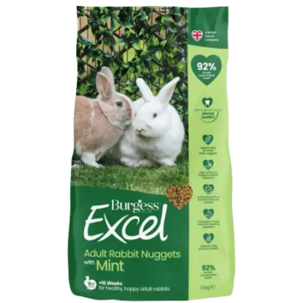 Burgess Excel Rabbit Nuggets Mint - 1.5kg | PeekAPaw Pet Supplies