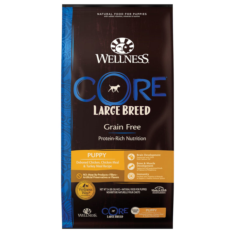 Wellness Core Dry Dog Food Grain Free Large Breed Puppy: Chicken & Turkey - 10.9kg | PeekAPaw Pet Supplies