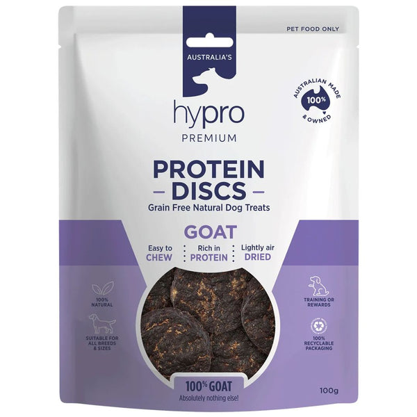 Hypro Premium Dog Treats Protein Discs Goat - 100g | PeekAPaw Pet Supplies