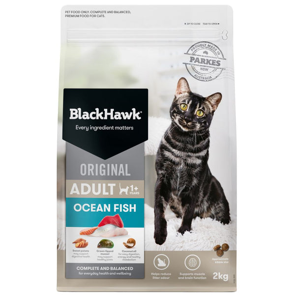Black Hawk original Adult Dry Cat Food Ocean Fish - 2kg | PeekAPaw Pet Supplies