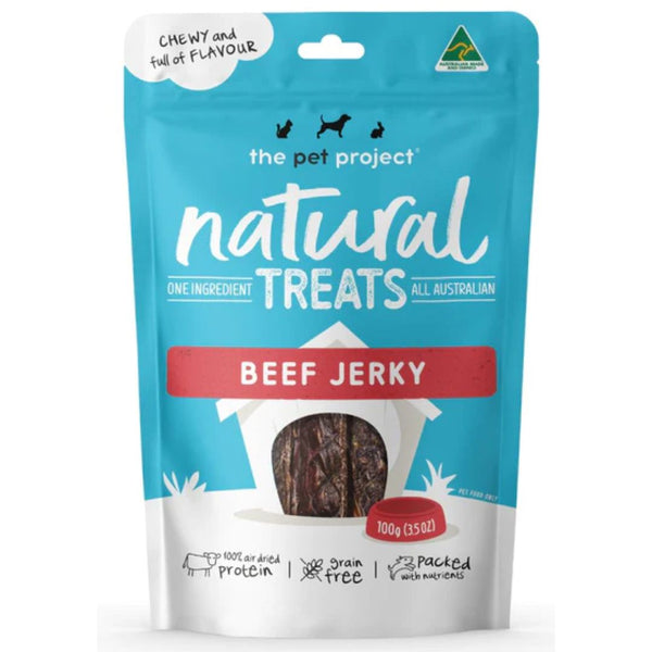 The Pet Project Cat & Dog Treats Beef Jerky 100g | PeekAPaw Pet Supplies