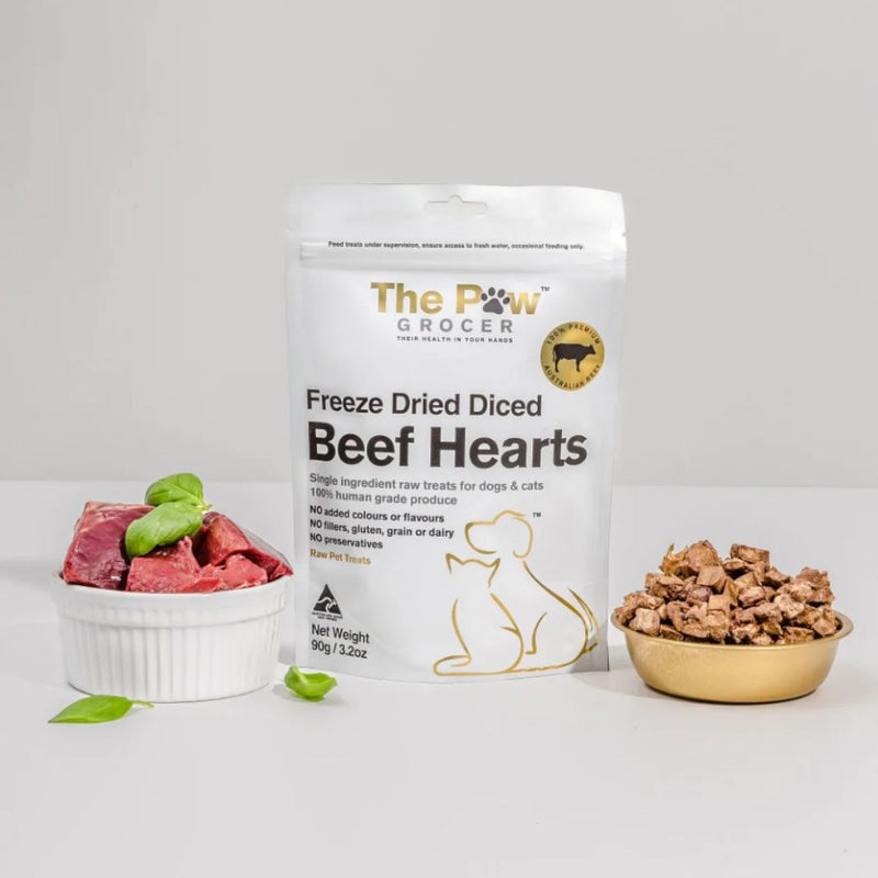 The Paw Grocer Freeze Dried Dogs & Cats Treats Beef Hearts | PeekAPaw Pet Supplies