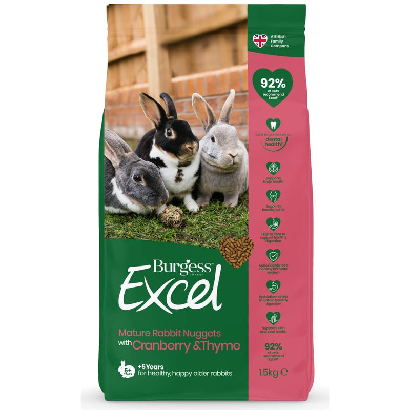 Burgess Excel Mature Rabbit Nuggets Cranberry & Thyme - 1.5kg | PeekAPaw Pet Supplies