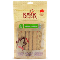 Bark & Beyond Chicken Sticks 6 pack front, kraft pouch with a clear window