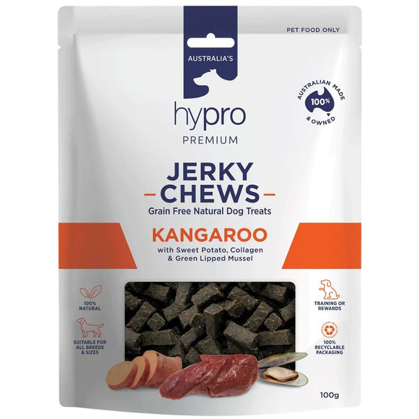 Hypro Premium Dog Treats Jerky Chews Kangaroo - 100g | PeekAPaw Pet Supplies