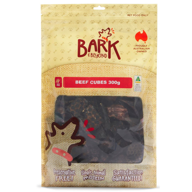 Bark & Beyond Beef Cubes 300g | PeekAPaw Pet Supplies
